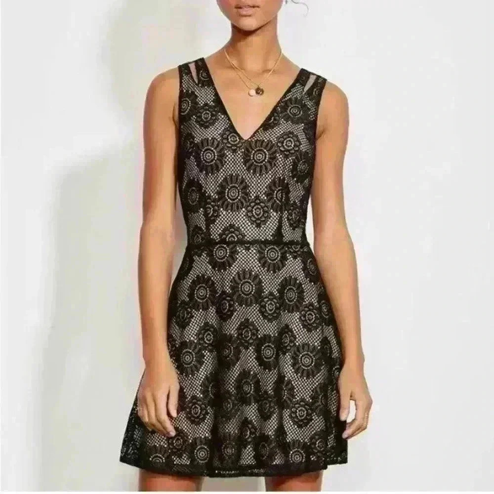 Ali & Jay effortless black lace sleeveless mini A-Line dress cocktail party chic